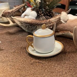 Neiman Marcus Creme Demitasse Cup with lid and saucer